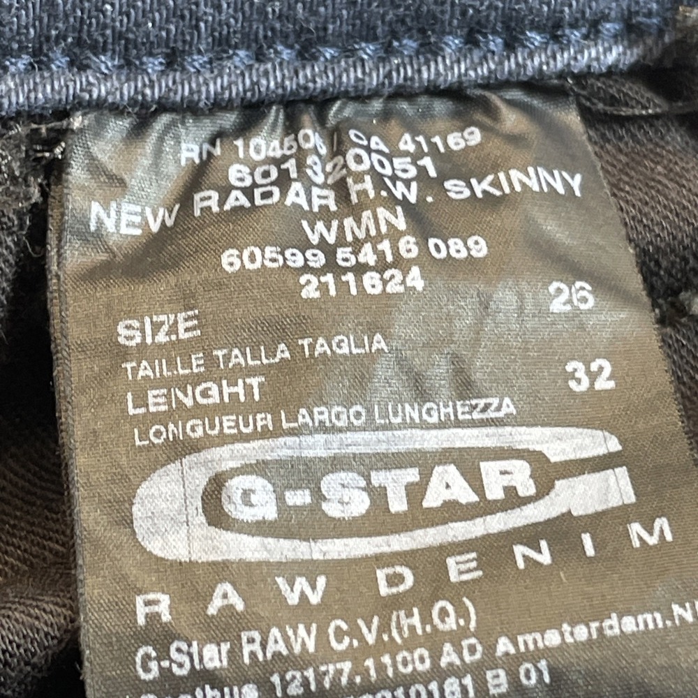 G-STAR New Radar H.W. Skinny Jeans Womens W26/L32 (Tag)Dark Blue Denim Stretchy - Picture 6 of 16